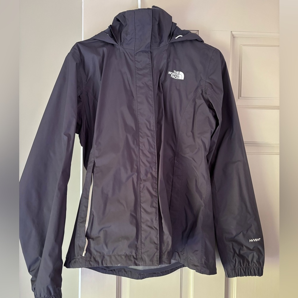 Purple northface rain coat